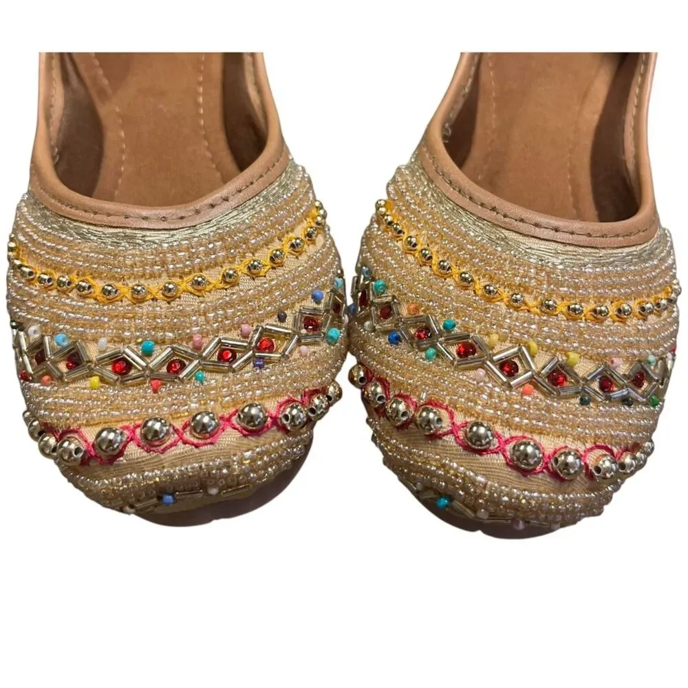 Unbranded Punjabi Jutti for Girls - Indian Shoes - Ethnic Gold Jutti Sz 3